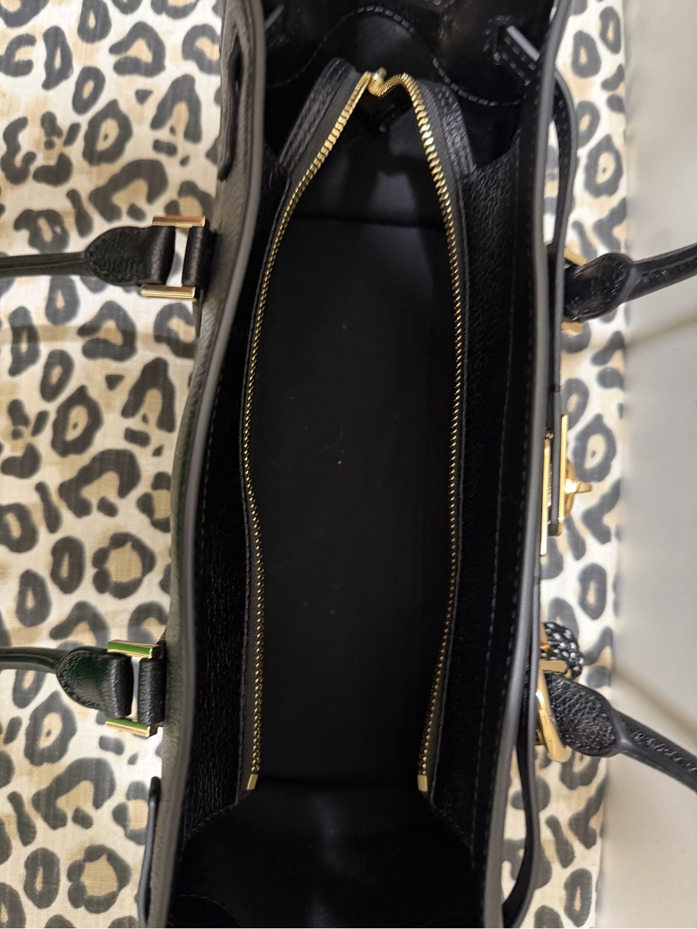 Michael Kors Black Leather Hamilton Satchel with Gold Hardware - Picture 6 of 6